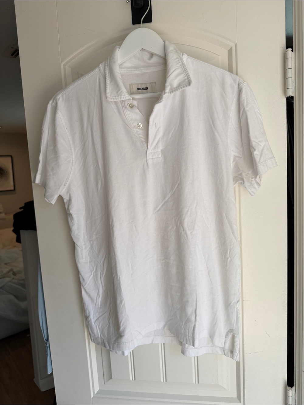 Buck Mason White Short-Sleeve Polo